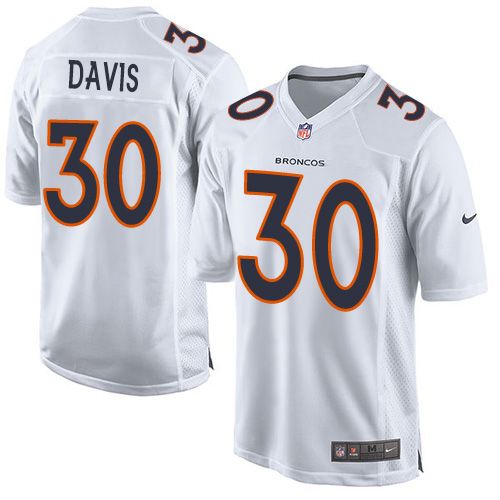 Nike Broncos #30 Terrell Davis White Men's Stitched NFL Game Event Jersey - Click Image to Close